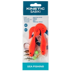 Kinetic Sabiki Shad Tail UV Rig - Orange/Rød