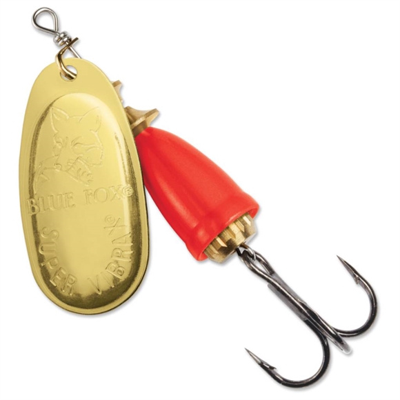 Rapala Blue Fox Vibrax Flourescent Spinner - Golden Flourescent Red