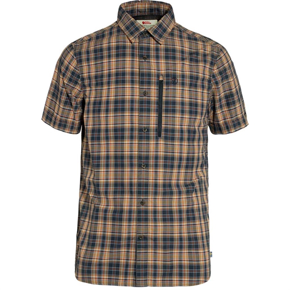 Fjällräven Abisko Hike Shirt SS M - Herreskjorte - Dark Navy/Buckwheat Brown