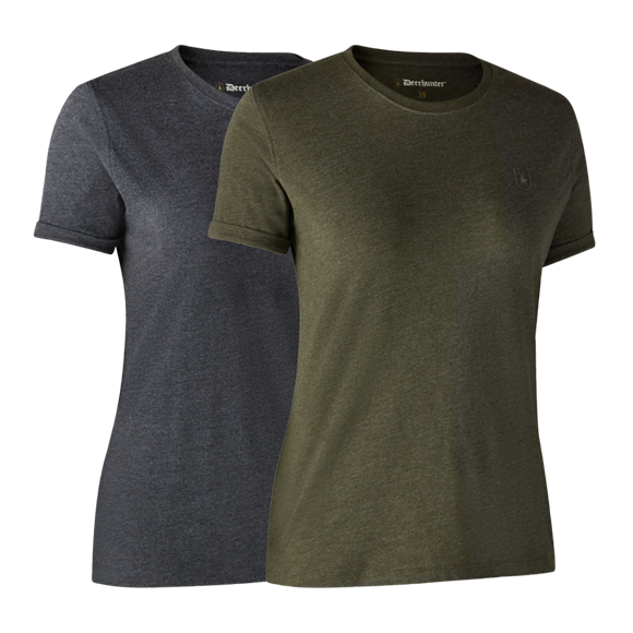 Deerhunter Ladies Basis 2-pak T-shirt - Dame - Adventure Green Melange