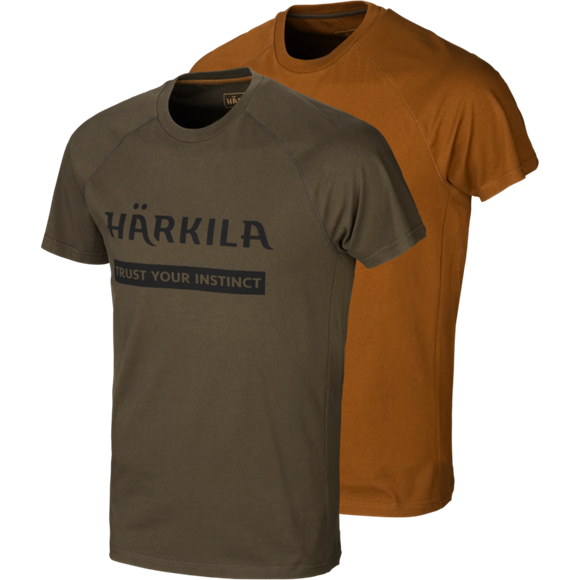 Härkila logo t-shirt 2-pack - Herre - Willow green/Rustique clay