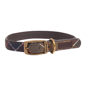 Barbour Classic Tartan Leather Dog Collar - Hundehalsbånd - Læder - M