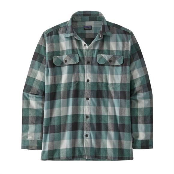 Patagonia M\'s L/S Organic Cotton MW Fjord Flannel Skjorte - Herre - Nouveau Green