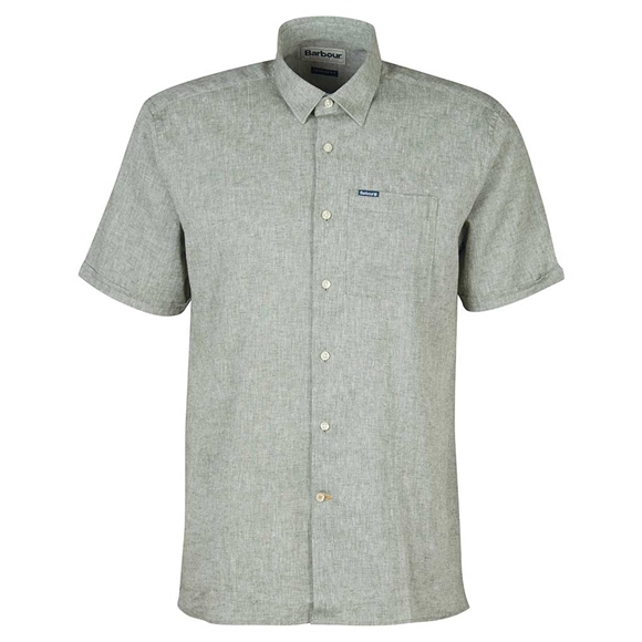 Barbour Nelson S/S Summer Shirt - Herreskjorte - Bleached Olive