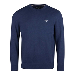 Barbour Organic Crew Neck - Herrestrik - Navy