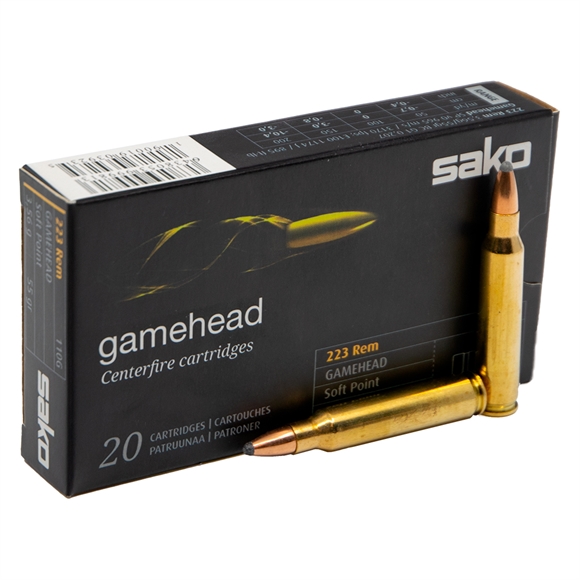 Sako Gamehead Riffelpatroner - Kal. 223 Rem - 55 gr. SP