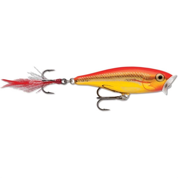 Rapala Skitter Pop - Steel Gold Fluorecent Red