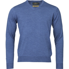 Laksen Sussex V-Neck Strik - Herre - Denim