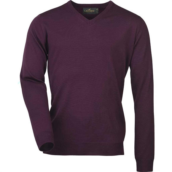 Laksen Sussex V-Neck Strik - Herre - Purple